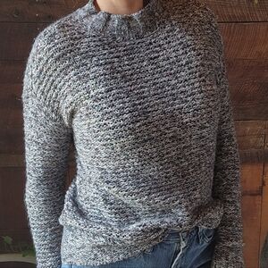 St John’s Bay Grey Multicolored Tweed Relaxed Fit Knit Sweater Med